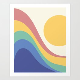 Sunshine Rainbow Abstract 5 in playful pastel vibes Art Print