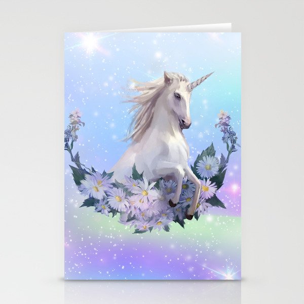 Unicorn and Flowers Stationery Cards