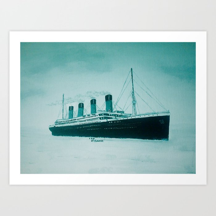 Titanic leaving Belfast 1912. By Joan Smart. Art Print