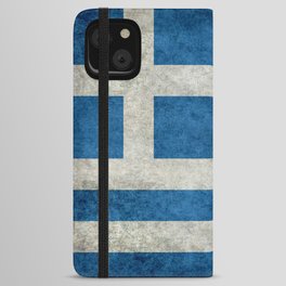 Flag of Greece, vintage retro style iPhone Wallet Case