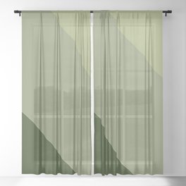 Pine Moss Sage Diagonal  Sheer Curtain