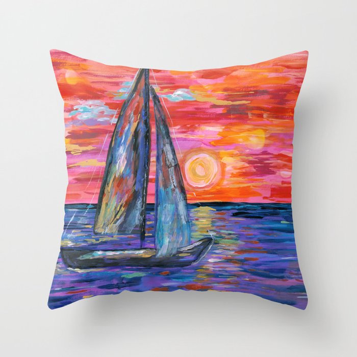 Sail at Dusk Throw Pillow