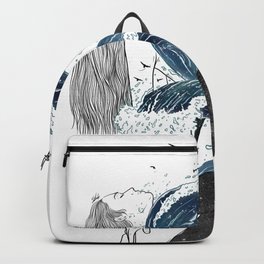 Through waves and galaxy. Backpack