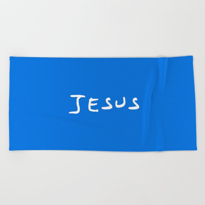 Jesus 2 blue Beach Towel