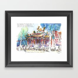 A famous temple and it traditional market in Taipei Framed Art Print