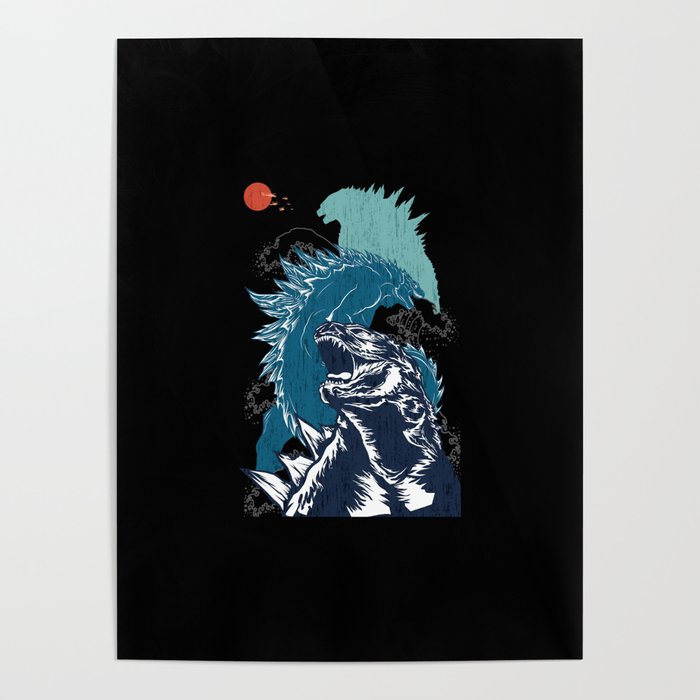 Godzilla retro sunset  Poster