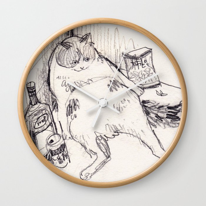 Drunk Cat Wall Clock