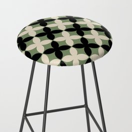 Geometric Flower Pattern 933 Sage Green Black and Beige Bar Stool