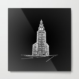 the Electric Tower at Night Metal Print | Minimalism, Buffalo, Lovinbuffalo, Architecture, Electrictower, Drawing, Wny, Digital, Black and White, 716 