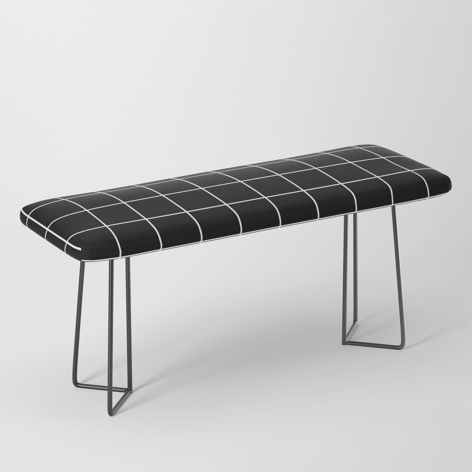 Grid Line Stripe Black And White Minimalist Geometric Bench By