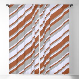 [ Thumbnail: Lavender, Sienna & Dark Grey Colored Lines/Stripes Pattern Blackout Curtain ]