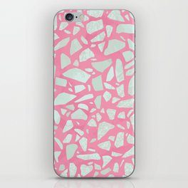 Pink terrazzo flooring seamless pattern with colorful marble rocks iPhone Skin