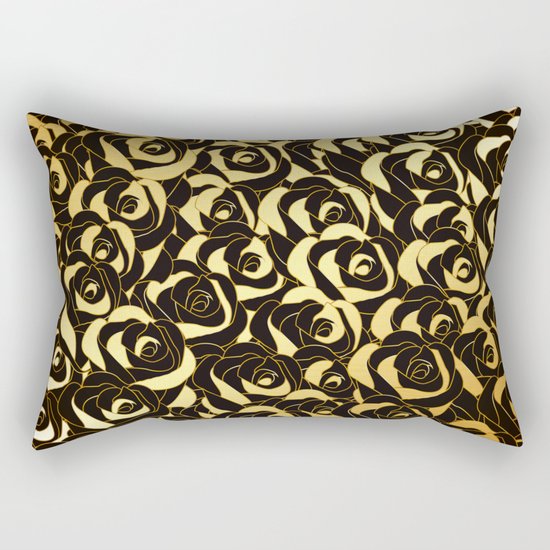 Golden Roses Rectangular Pillow