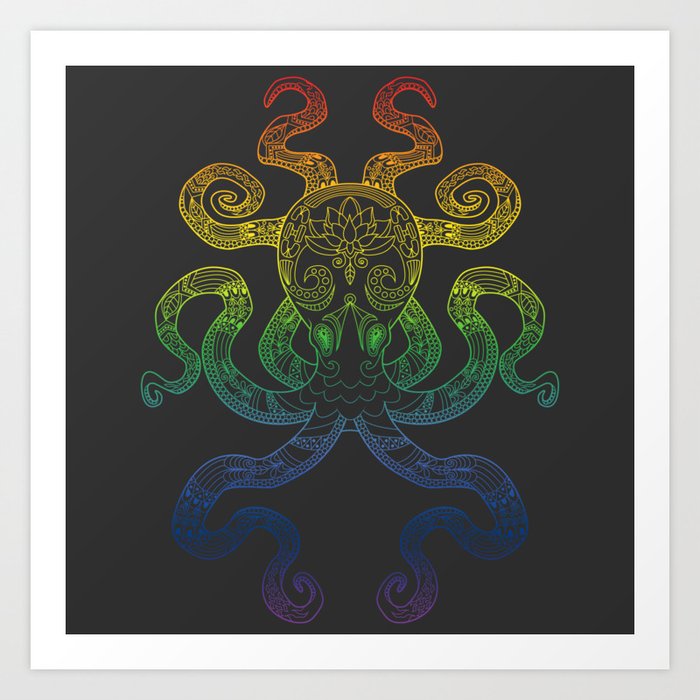 Color Me Octopus - Rainbow Pride Art Print
