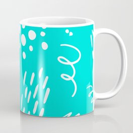 Mint Green And White Hand Drawn Doodles Pattern Coffee Mug