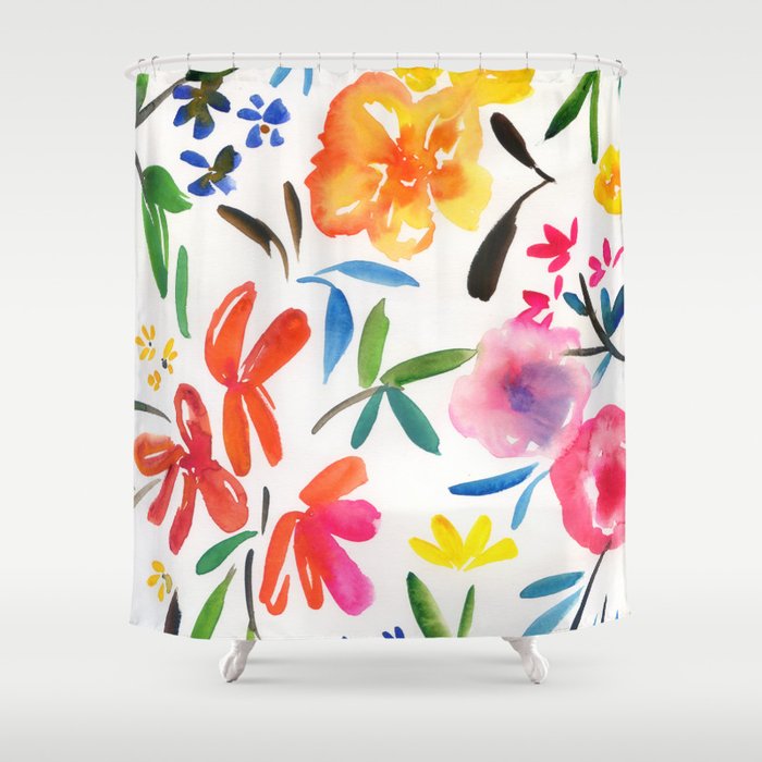 watercolor floral pattern: abstract flowers Shower Curtain