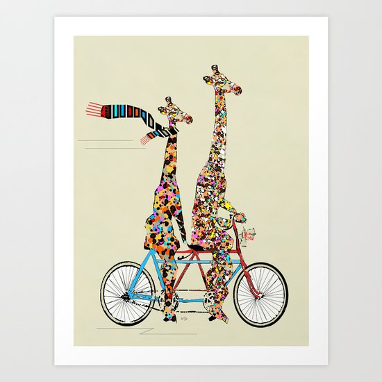 giraffe days lets tandem Art Print