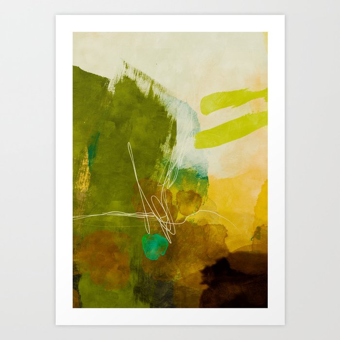 summer landscape 1 triptych abstract art Art Print