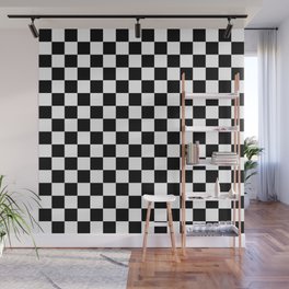 Check Checkered Checkerboard Geometric Black And White Pattern Wall Mural