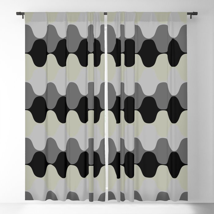Green Black and Gray Hypnotic Wavy Pattern Pairs 2022 Color of the Year October Mist 1495 Blackout Curtain