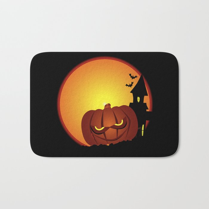 Evil Halloween Pumpkin Scene Bath Mat