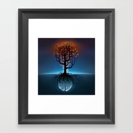 Tree, Candles, and the Moon Framed Art Print