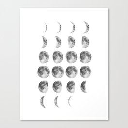Full Moon cycle print black-white photograph new lunar eclipse poster bedroom home wall decor Canvas Print
