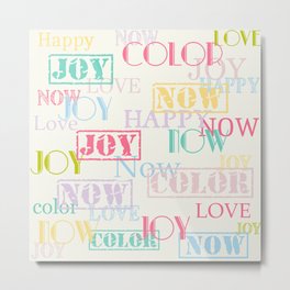 Enjoy The Colors - Light pastel colors modern abstract typography pattern  Metal Print