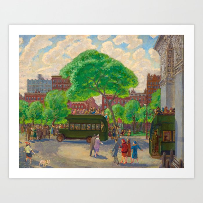 Buses in the Square by John Sloan Art Print