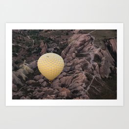 Cappadocia Landscape with Yellow Balloon Art Print