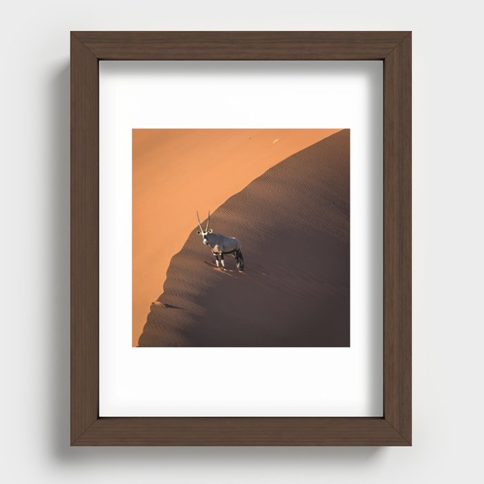 Oryx On The Edge, Namibia Recessed Framed Print