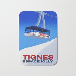 Tignes Bath Mat | Vintageskiposter, Cablecar, Digitalart, Artposter, Retroskiposter, Ski, Skiing, Snow, Poster, Painting 
