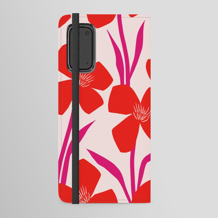 Red and Pink Floral Pattern Android Wallet Case