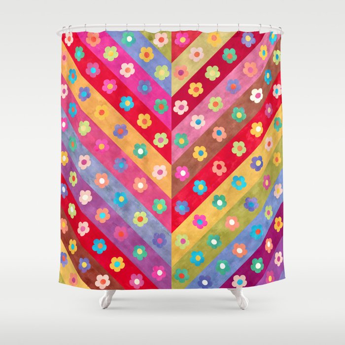 Grandma Hippie Scrappy Quilt Shawl  Shower Curtain