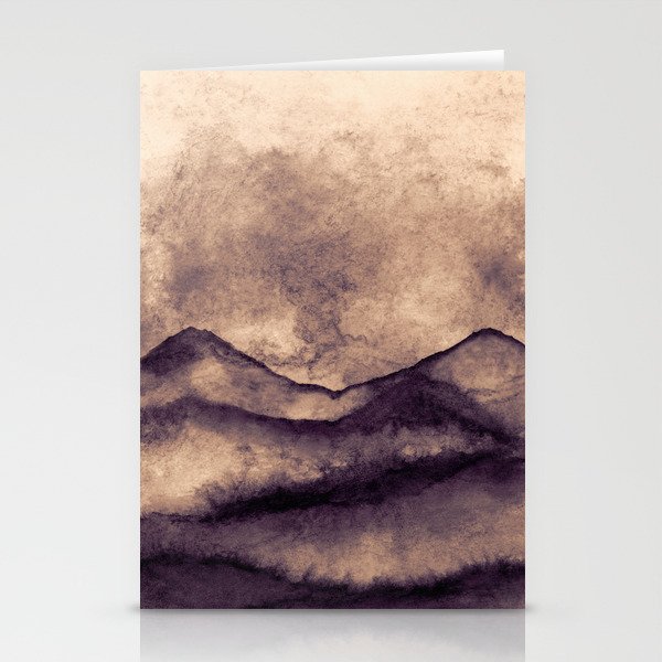 Chocolate Brown Mountain Landscape Stationery Cards