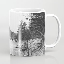 River in Winter | Minnesota Black and White Nature Photography Coffee Mug