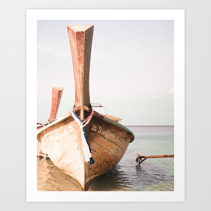 Thailand Boat // A Modern Artsy Style Graphic Photography of Old Wooden  Fishing Dinghy Art Print by tripodjungle