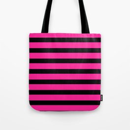 Hot Pink & Black Stripe Tote Bag