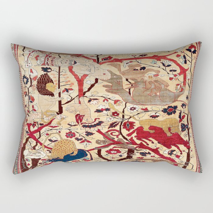 Heriz Azerbaijan Northwest Persian Silk Animal Rug Print Rectangular Pillow