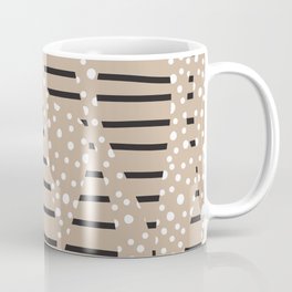Spots and Stripes 2 - Taupe, Black and White  Mug