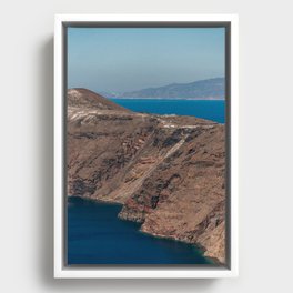 Coastline of Santorini | Volcanic Island & the Sea | Cycladic Islands of Greece, Europe | Landscape and Travel Photography Framed Canvas