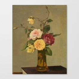 Roses in a Vase, 19th century by Henri Fantin-Latour Canvas Print