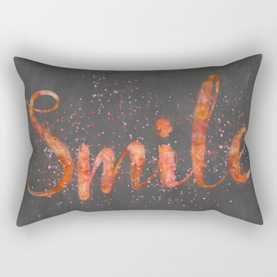 Smile motivating handlettering watercolor style Rectangular Pillow