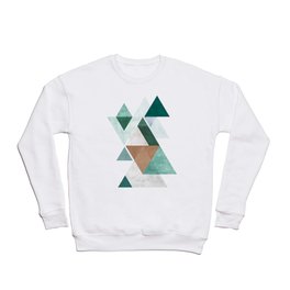 Geometric triangles with texture | Green, blue, grey and brown colored Crewneck Sweatshirt