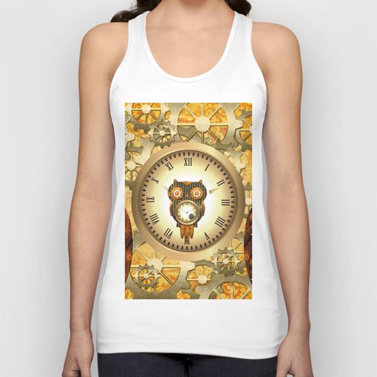 Steampunk, cute owl Unisex Tank Top