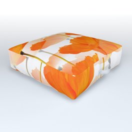 Orange Poppies On A White Background #decor #society6 #buyart Outdoor Floor Cushion