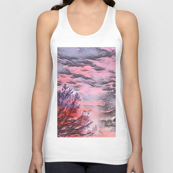 A German Sunset Sky with Tree (Landscape Nature) Unisex Tank Top