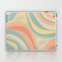 New Groove Retro Swirl Abstract Pattern in Light Muted Pastel Teal, Yellow, and Blush Apricot Laptop Skin