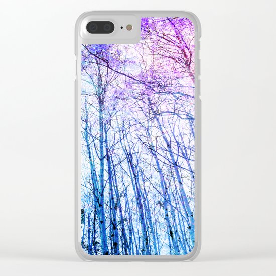 Blue Forest Purple Leaves Clear iPhone Case