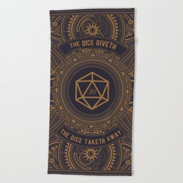 Steampunk Dice Giveth Dice Taketh Away D20 Dice Tabletop RPG Gaming Beach Towel